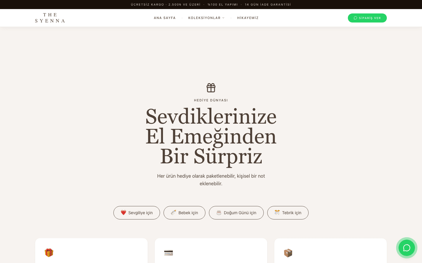 The Syenna mobil arayüz detayı